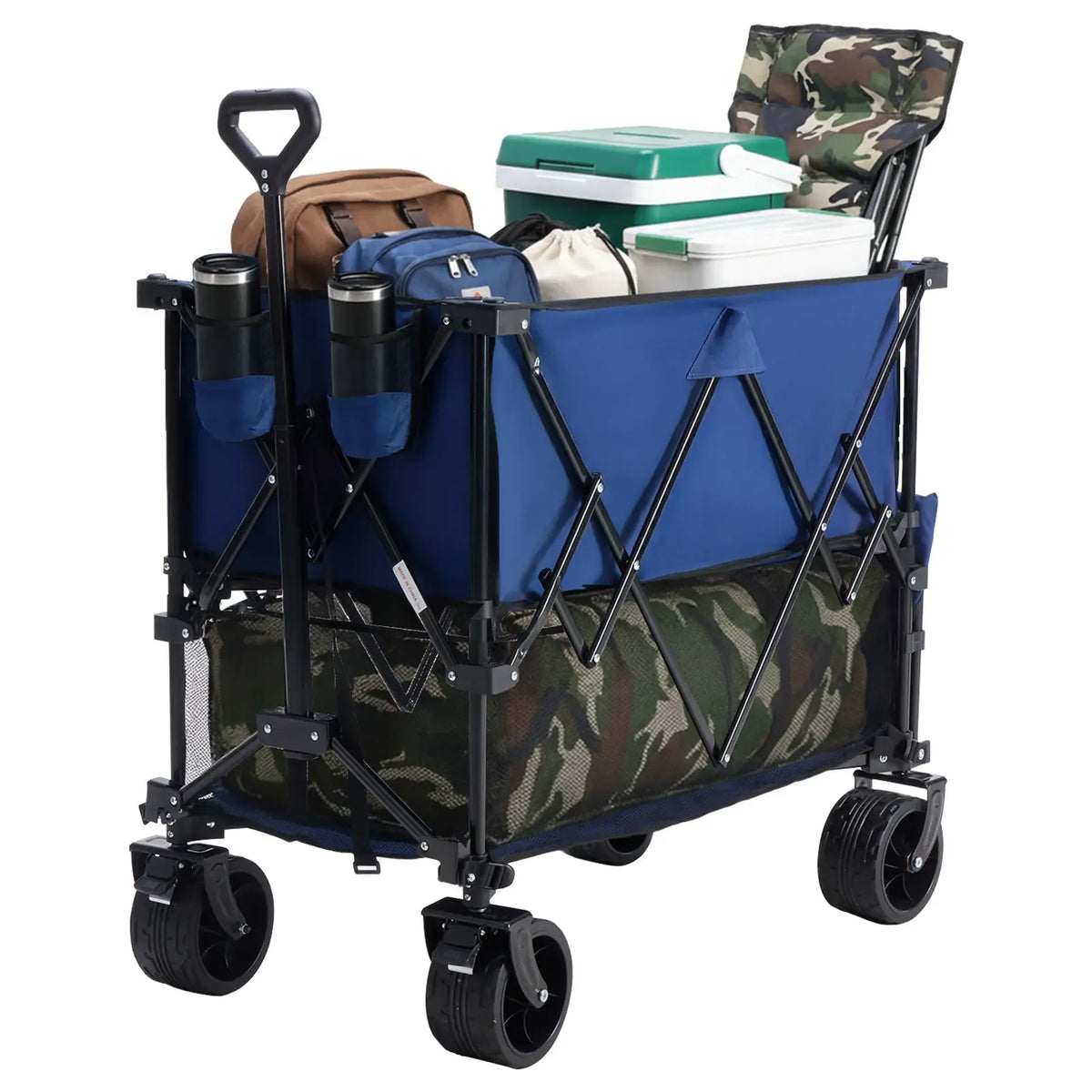 Sweetcrispy Heavy Duty Collapsible Wagon, 320L Double-Decker, 440 lbs Capacity