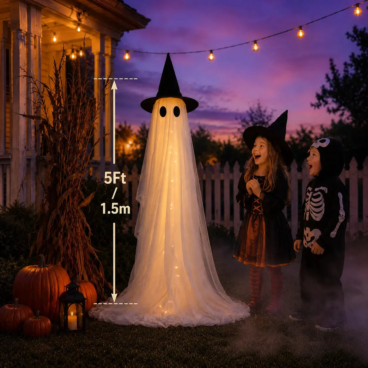2-Pack 5Ft Halloween Lighted Ghost Decor Set