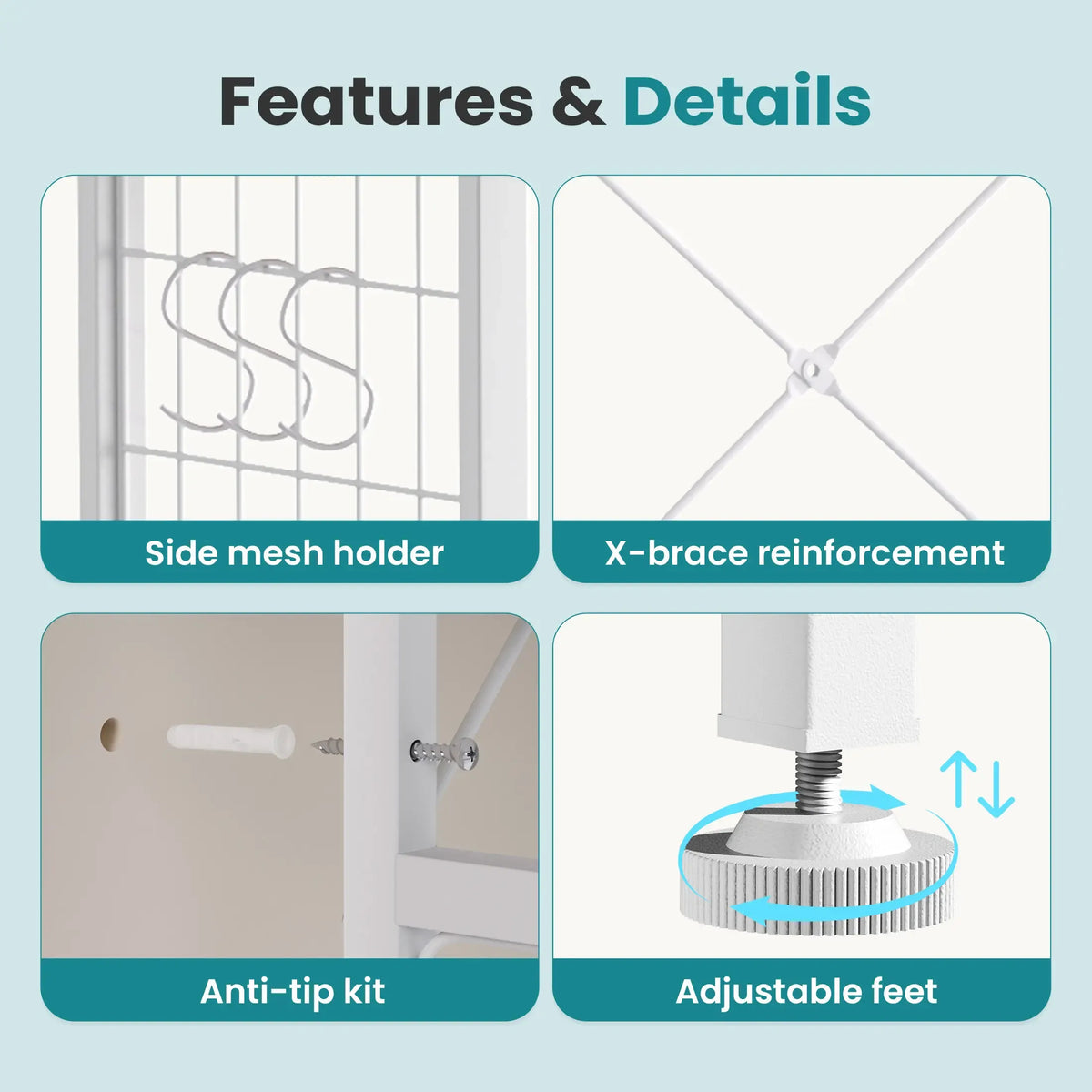 Dresser With Hanging Rack, Closet Organizer With LED Lights & Charging Station, Wooden Top