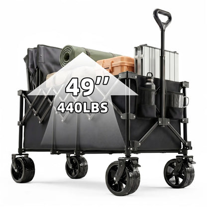 Sweetcrispy Heavy Duty Collapsible Wagon, 320L Double-Decker, 440 lbs Capacity