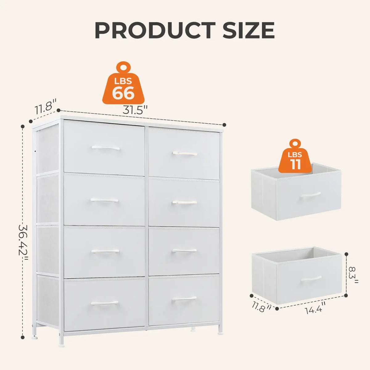 Sweetcrispy 8-Drawer Fabric Storage Dresser