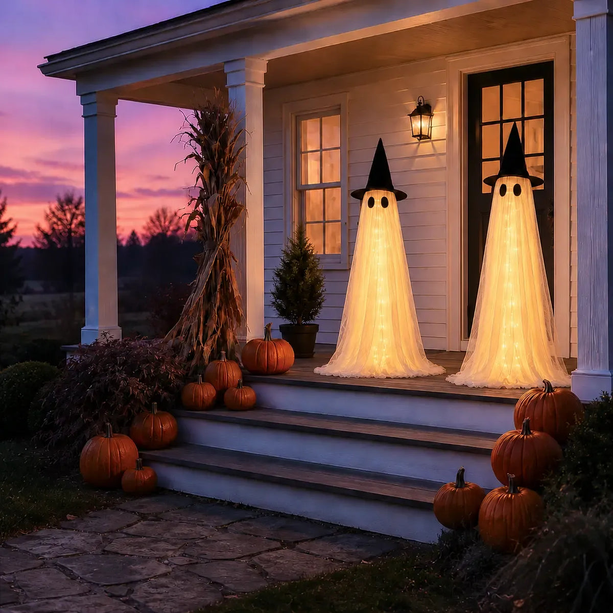 2-Pack 5Ft Halloween Lighted Ghost Decor Set